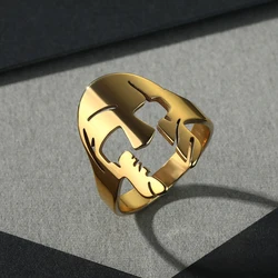 Kinitial Stainless Steel Spartan Helmet Ring For Men Women Vintage Ancient Greek Warrior Symbol Finger Rings Bague Gift