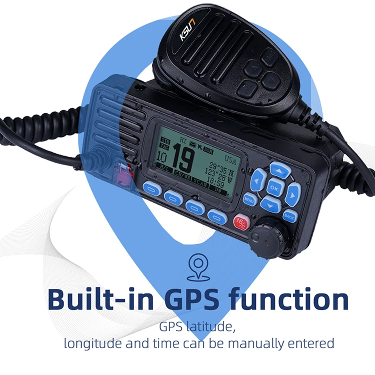P509 GPS Vhf Marine Radio IPX7 جهاز إرسال واستقبال لاسلكي ثابت مقاوم للماء مع DSC GPS