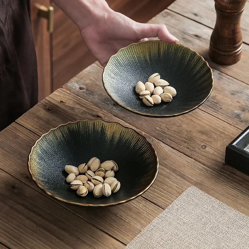 

Hand-Painted Wujin-Sand Ceramic Conical Bowl – Large 10-inch Dishwasher-Safe Plate for Home & Hotel Fish, Salad, Ramen Serving