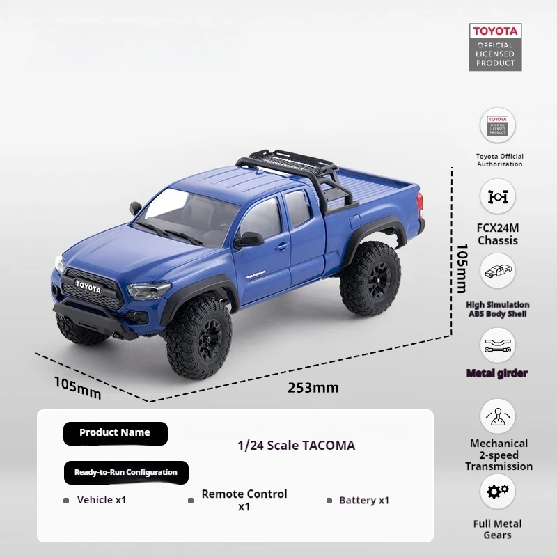 

2025 Fms Fcx24m Tacoma Моделирование Малый масштаб 1/24 Пульт дистанционного управления Альпинистский автомобиль Радиоуправляемый внедорожник Игрушка в подарок