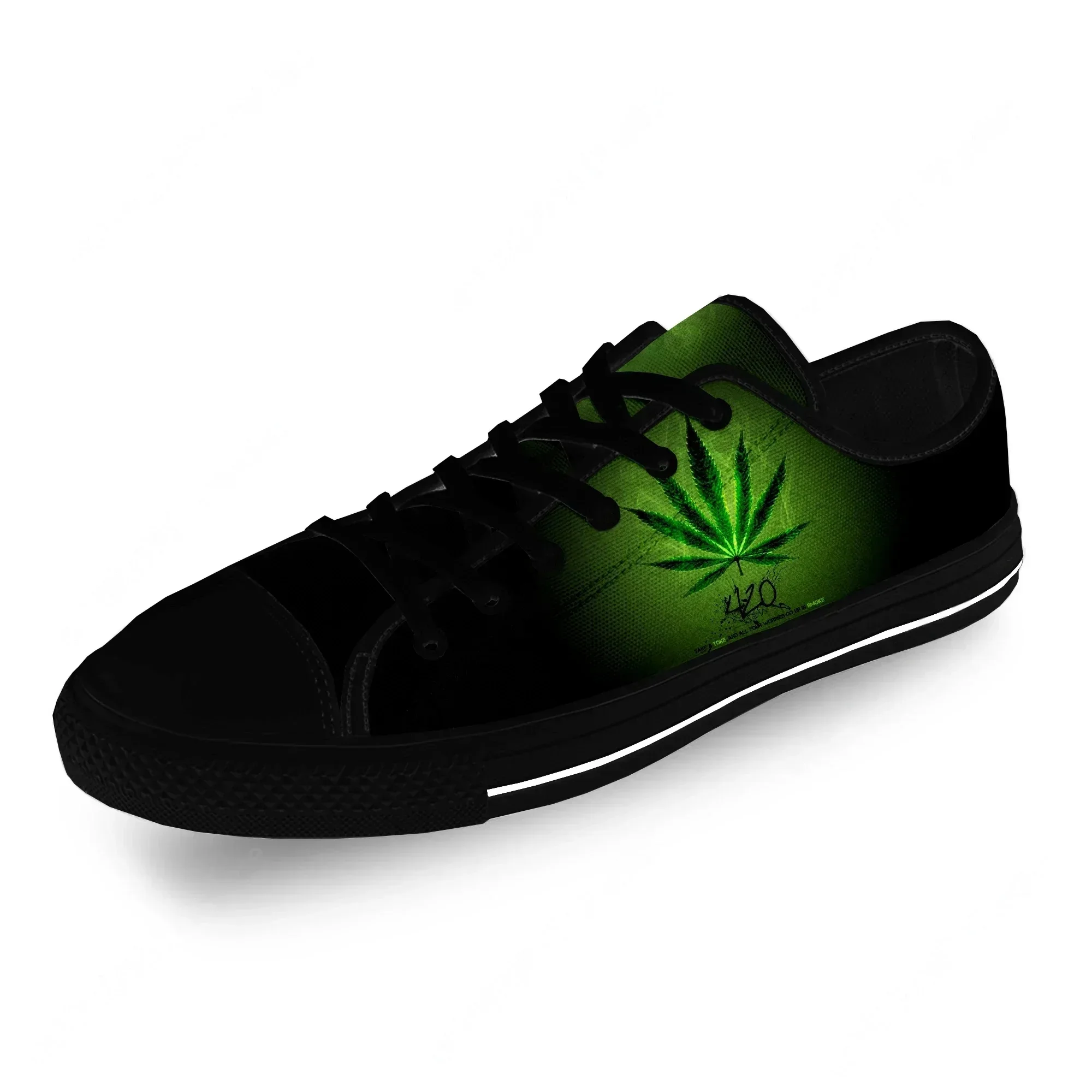 Smoking 3D Weed Anime Funny Cool Casual Cloth Fashion 3D Print Low Top Canvas Shoes Men Women Lightweight Breathable Sneakers