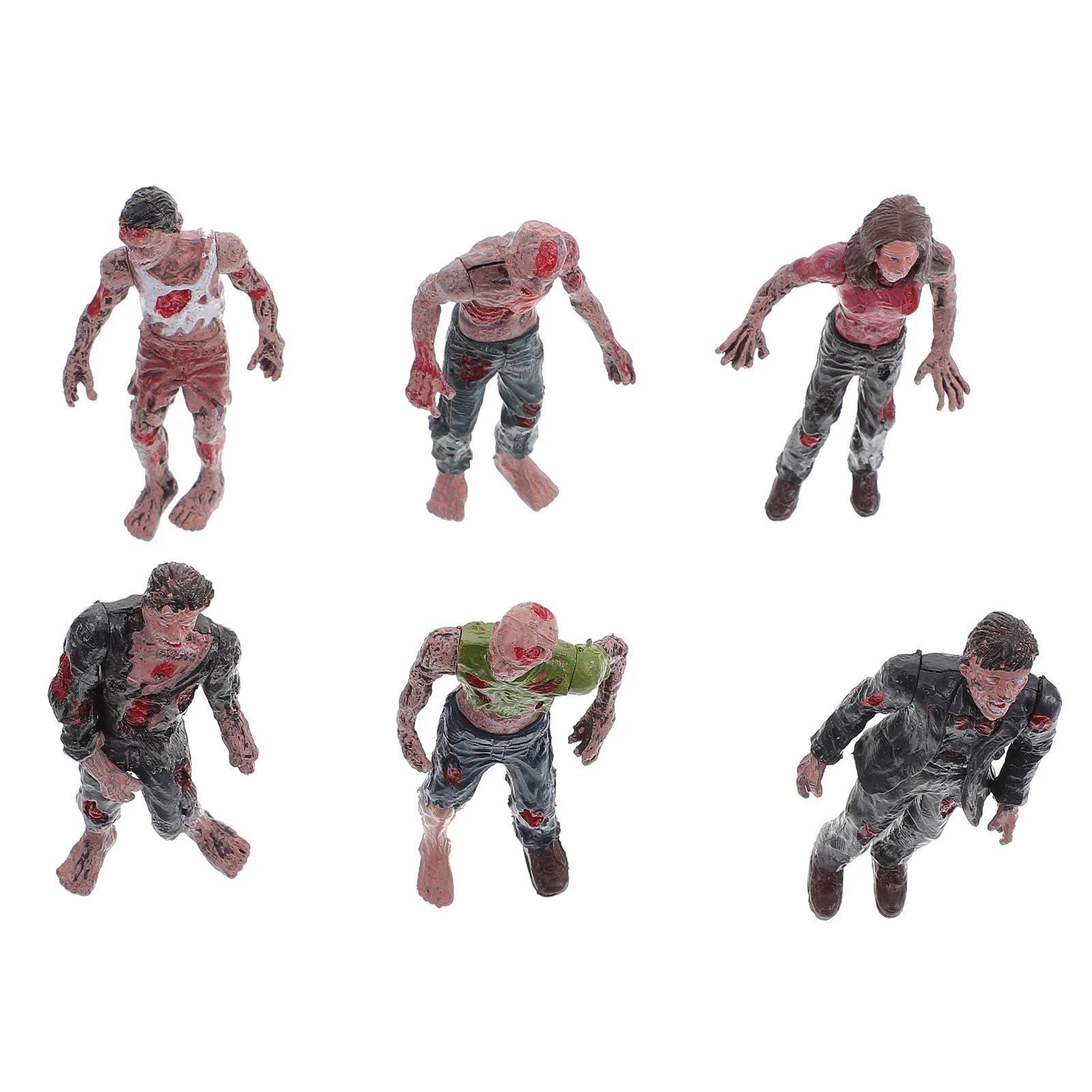 6 Pcs Model Zombie People Mini Dolls Animated Toy Walking Dead Toys Models Miniature