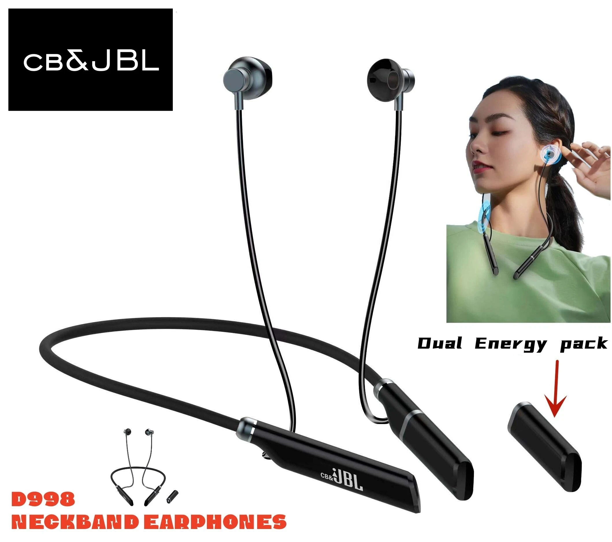 CBJBL-B998 Auscultadores Sem Fio, Fones De Ouvido Magnéticos Neckband, Headset Esportivo, Bluetooth 5.3, Brand New