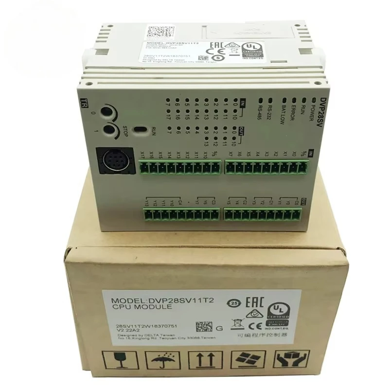 New Original  PLC PAC Dedicated Controller Equipped with DVP28SV11T2 Expansion Module Electronic Equipment