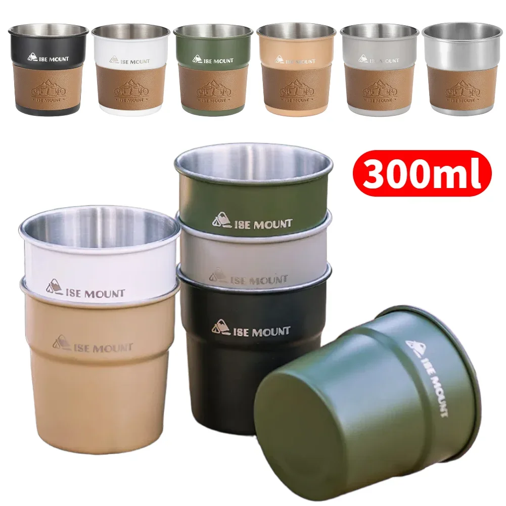 300 ml Bier-Weinbecher, Edelstahl, Campingbecher, Kaffeetasse, tragbar, leicht, für den Heim- und Außenbereich