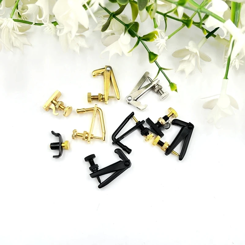 4Pcs Biola Fiddler Fine Tuner Spinner Adjuster String Kait 4/4 3/4 1/2 1/4 1/8 Hitam/Emas/Perak/Hill-Gaya Biola Bagian