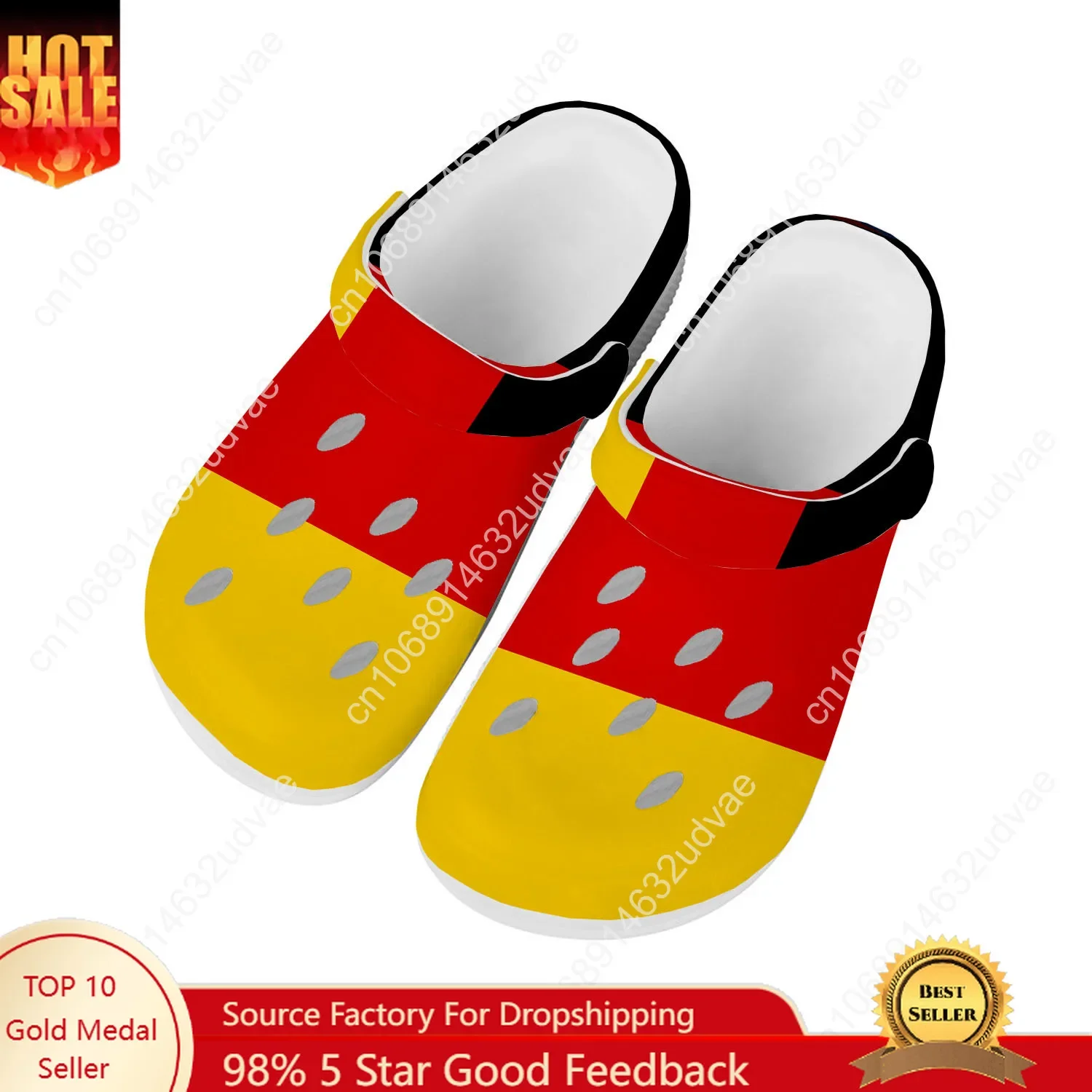 

Germany National Flag Water Shoes Men Women Comfortable Home Garden Clogs Customizd Sandals Beach Breathable Hole Slippers
