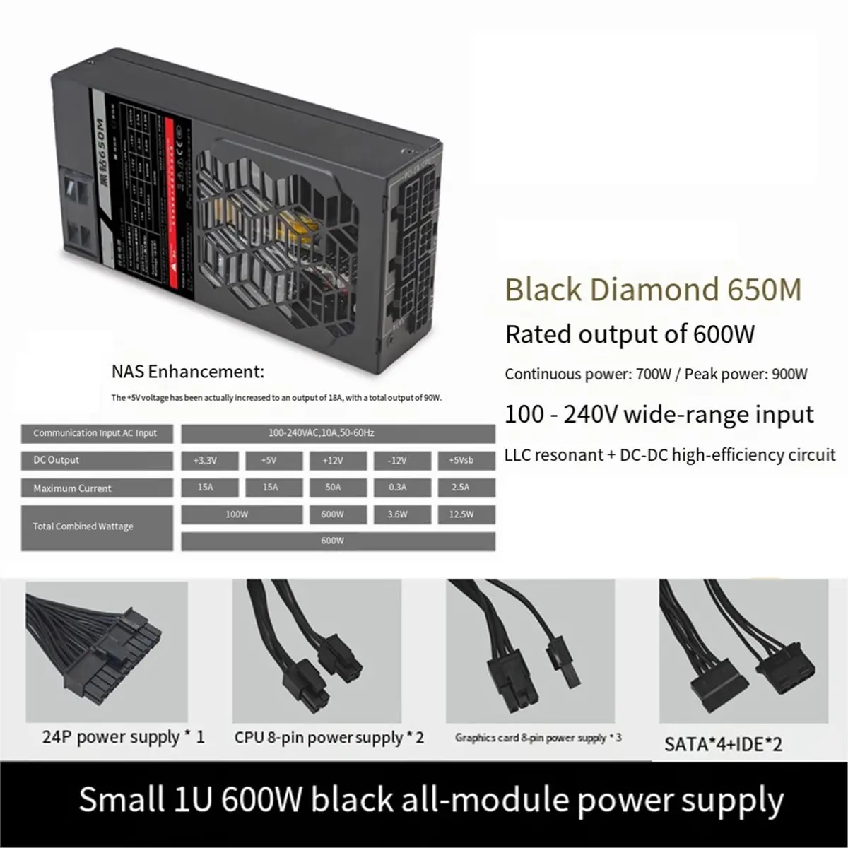 Fuente de Alimentación Modular Flex de 600W, 618 Mega Sale, PSU Pequeña de 1U para Computadora, Flex-ATX 600W para ITX, Mini PC