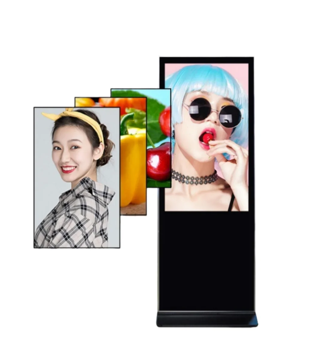 Android network stand vertical tv 43 inch ultra thin free standing lcd advertising player touch screen digital display