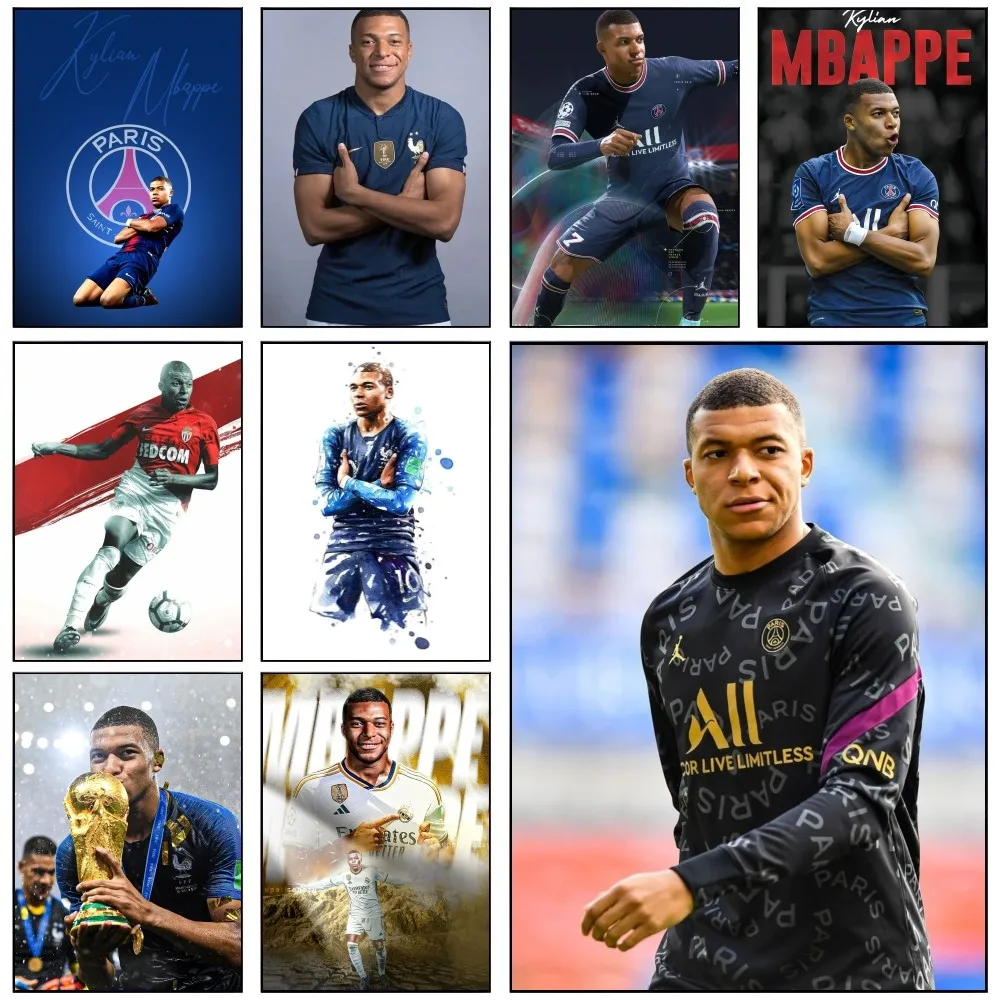 1PC Kylian Mbappe Player Football Poster Self-adhesive Art Waterproof Paper Sticker Coffee House Bar Room Wall Decor