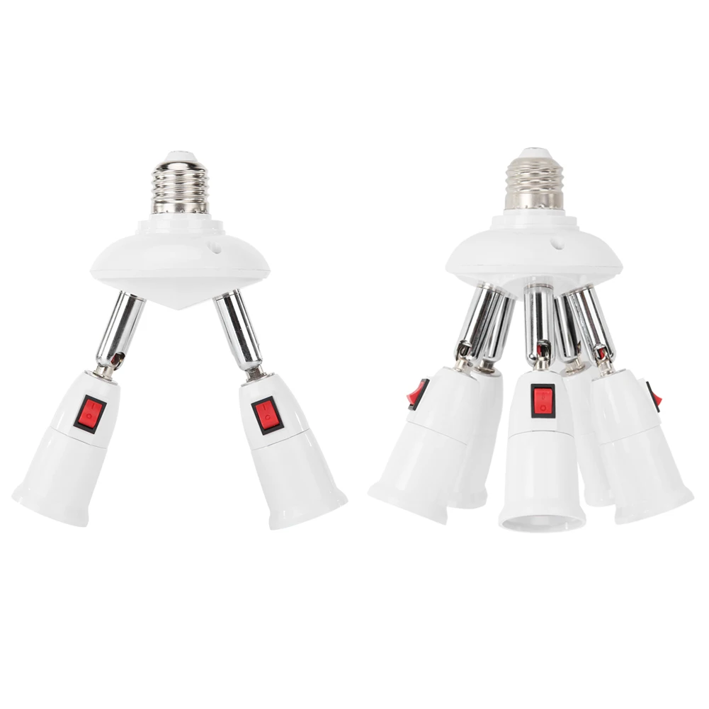 

2/5-heads PC Rotatable E27 Lamp White Holder Adjustable Practical Adapter Converter LED Light Bulb Lights Socket Bases