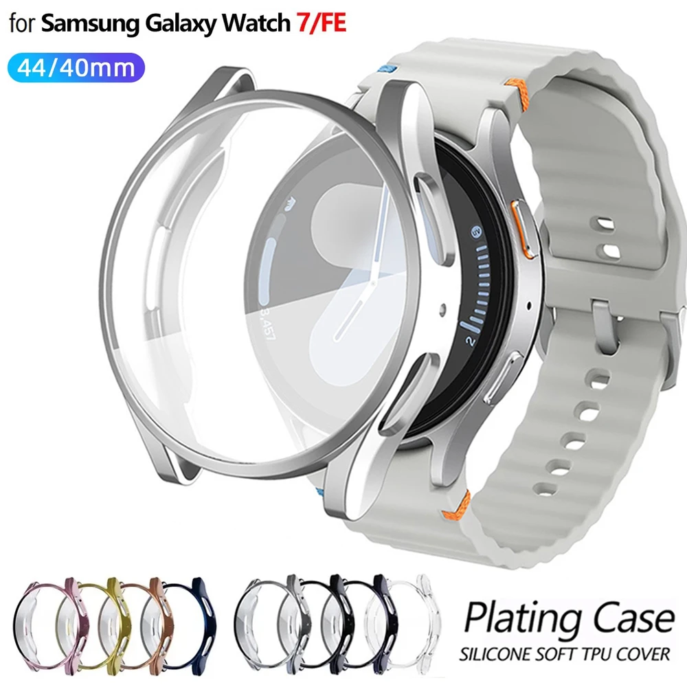 Funda chapada en TPU para Samsung Galaxy Watch 7, 40mm, 44mm, Protector de pantalla, accesorios, funda de reloj envolvente para Galaxy Watch FE