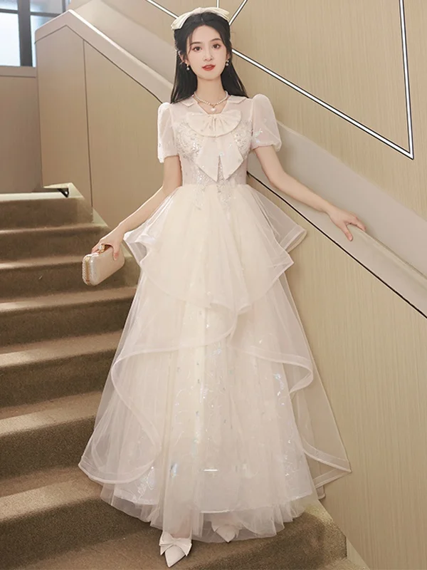 

Ele Evening Gown Women's aduation Ball 8th Birthday Adult Ceremony Dr Korean Sle ort Sve Floor Length