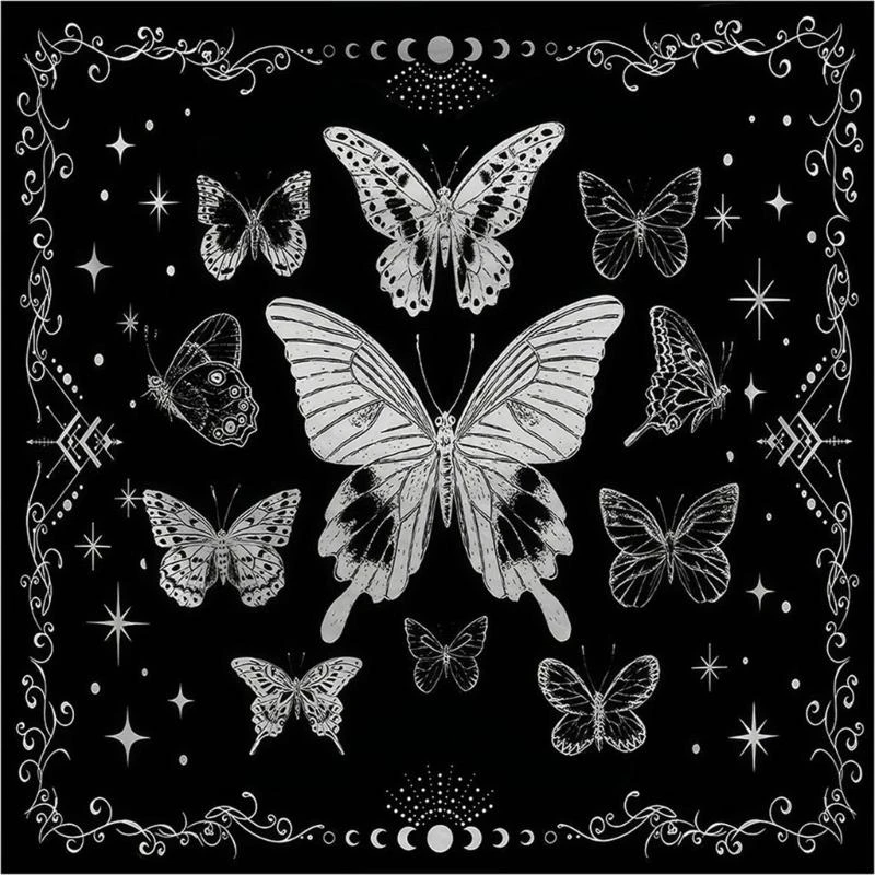 

652F Tarots Card Tablecloth Altars Cloth Butterfly Astrologys Tablecloth Divinations Card Cloth Tapestry Wall Decoration