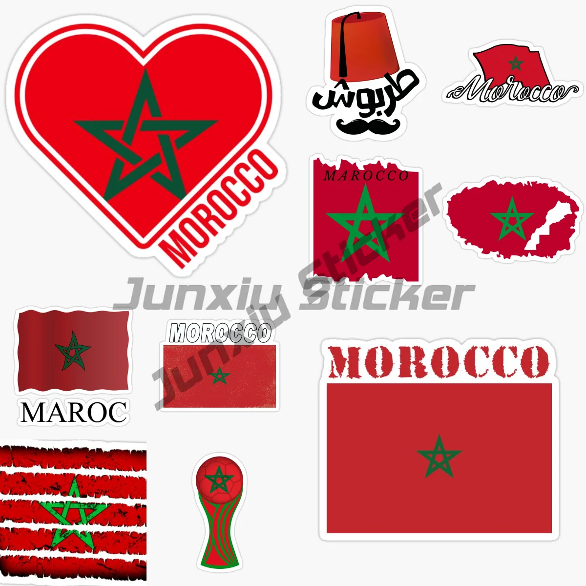 

Moroccan National Flag and Emblem Football Car Stickers Vinyl Self Adhesive Decorative Decal Accessories