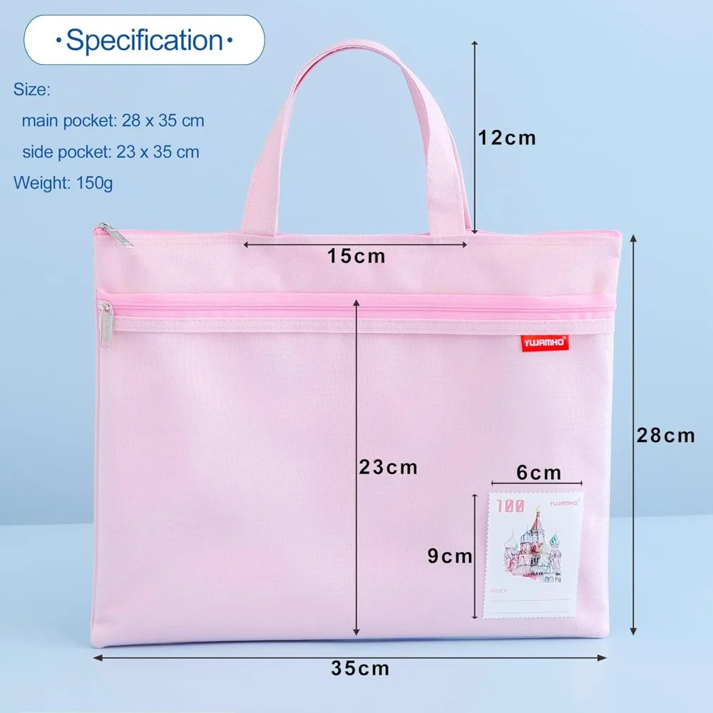 กระเป๋าซิปตาข่าย 11x13.7 นิ้ว, กระเป๋าแฟ้มกันน้ำกระเป๋าคู่ขนาดใหญ่พร้อมที่จับ, ที่เก็บเอกสารขนาด A4 แบบพับได้สำหรับปริศนา