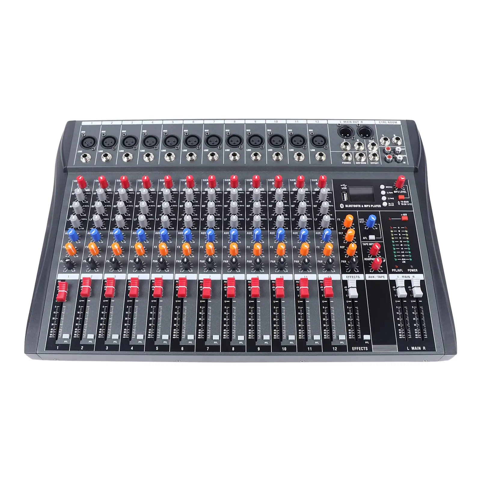 12 Channel DJ Studio Audio Professional Audio Mixer Console Sound Live Studio Sound Mixing Console Machine w/ USB