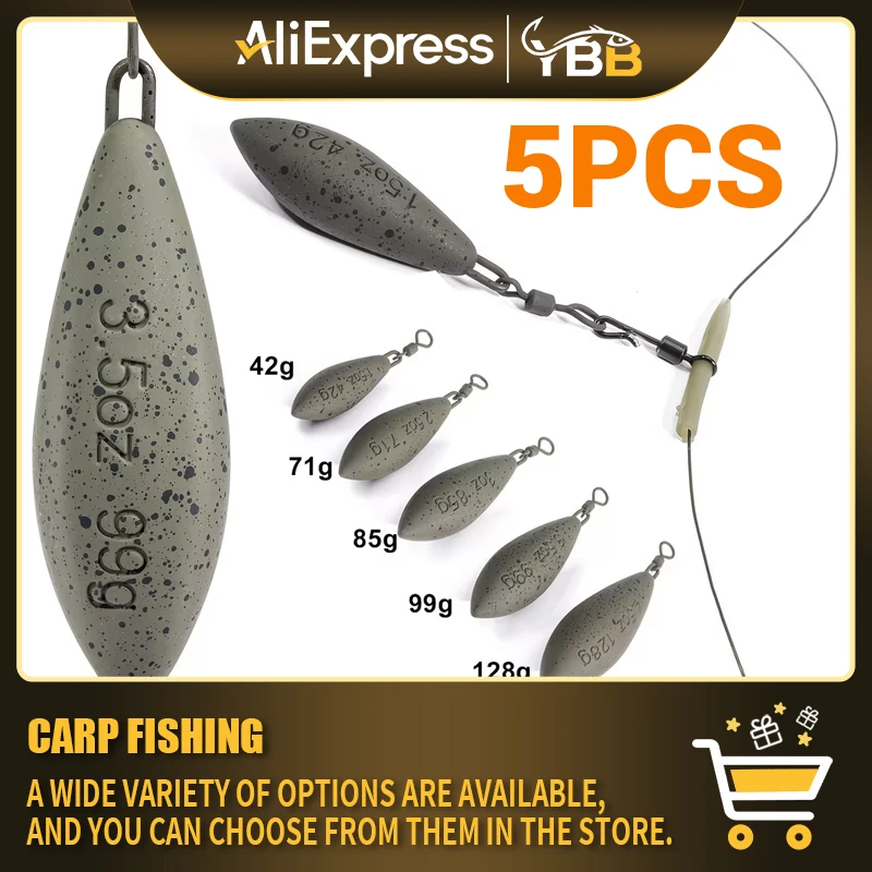 

5PCS Ronnie Rig Set for Carp Fishing, Ready Tied Anti Tangle Carp Rigs with Camouflage Hooklink and Lead Sinkers for Long Distan