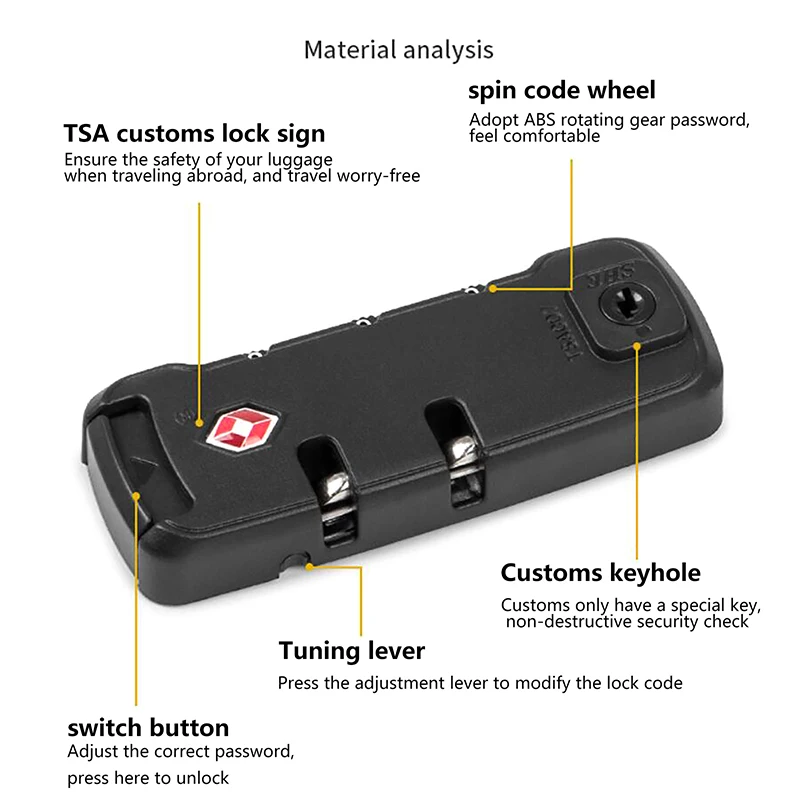 Защитный фиксированный замок для шкафа, шкафа, для TSA, 3-значный пароль, Комбинированная Дорожная сумка, чемодан, аксессуары для багажа