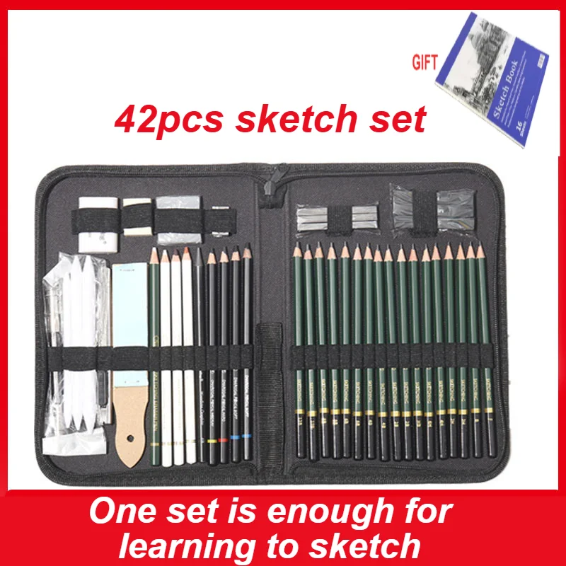

42PCS Drawing Sketching Coloring Set Drawing Pencils Wax Clays Carving Tools Sketching Kit Art Supplies Tool Kit