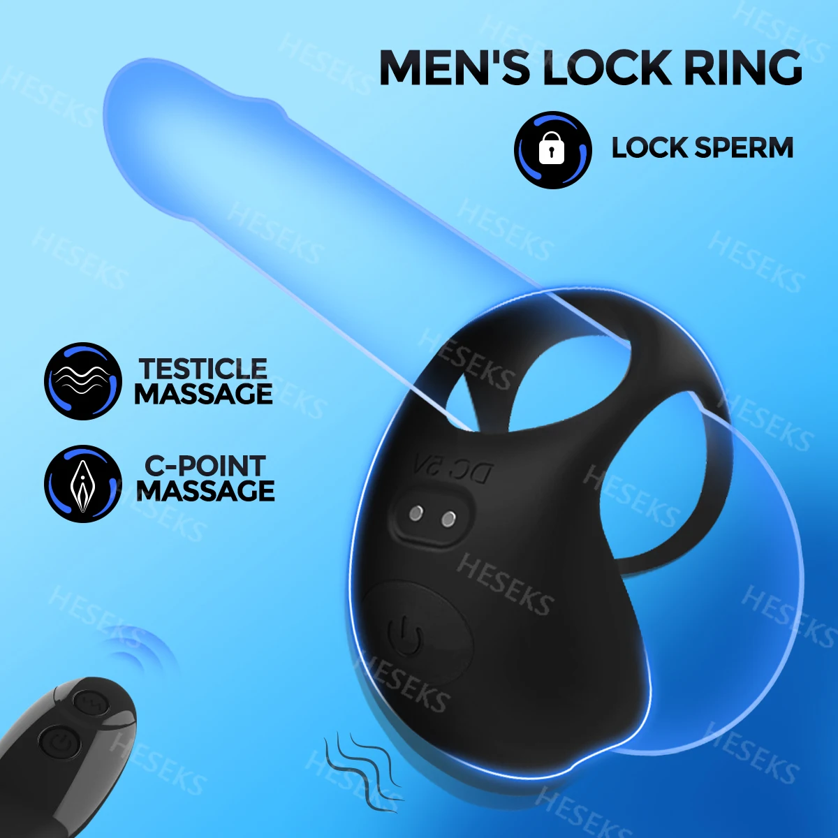 HESEKS Penis Ring Testicle Massager Sex Toys For Men Masturbator Penis ring Chastity Cock Ring Vibrators Male Scrotum Stimulator