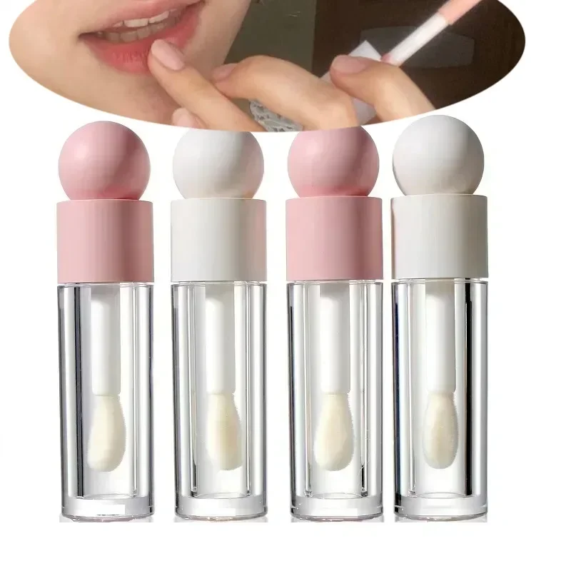 

5ml Lip Gloss Tube Matte Transparent Pink Thick Rod Large Brush Head Empty Bottle Lips Glaze Container Makeup Packaging Material