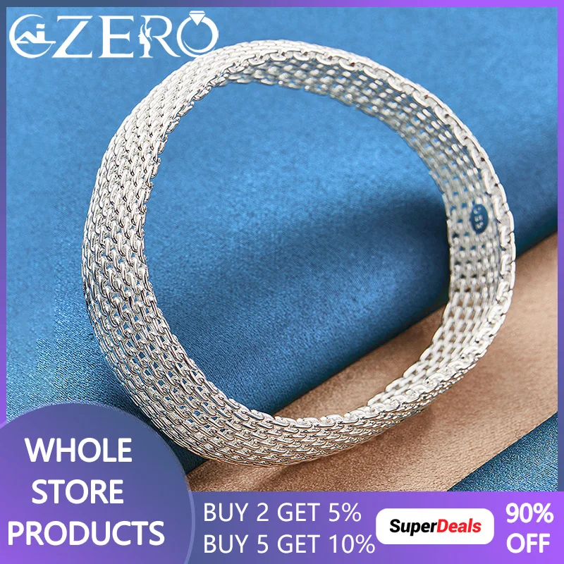 

ALIZERO 925 Sterling Silver Soft Weave Mesh Bangle Bracelet For Women Wedding Engagement Fashion Party Jewelry Accessories