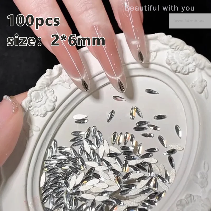 

100pcs Ultra-Shiny Horse Eye Zircon Nail Art Rhinestones Clear Waterdrop Shaped Mini Flatback Stones 3D Gems Nail Decora