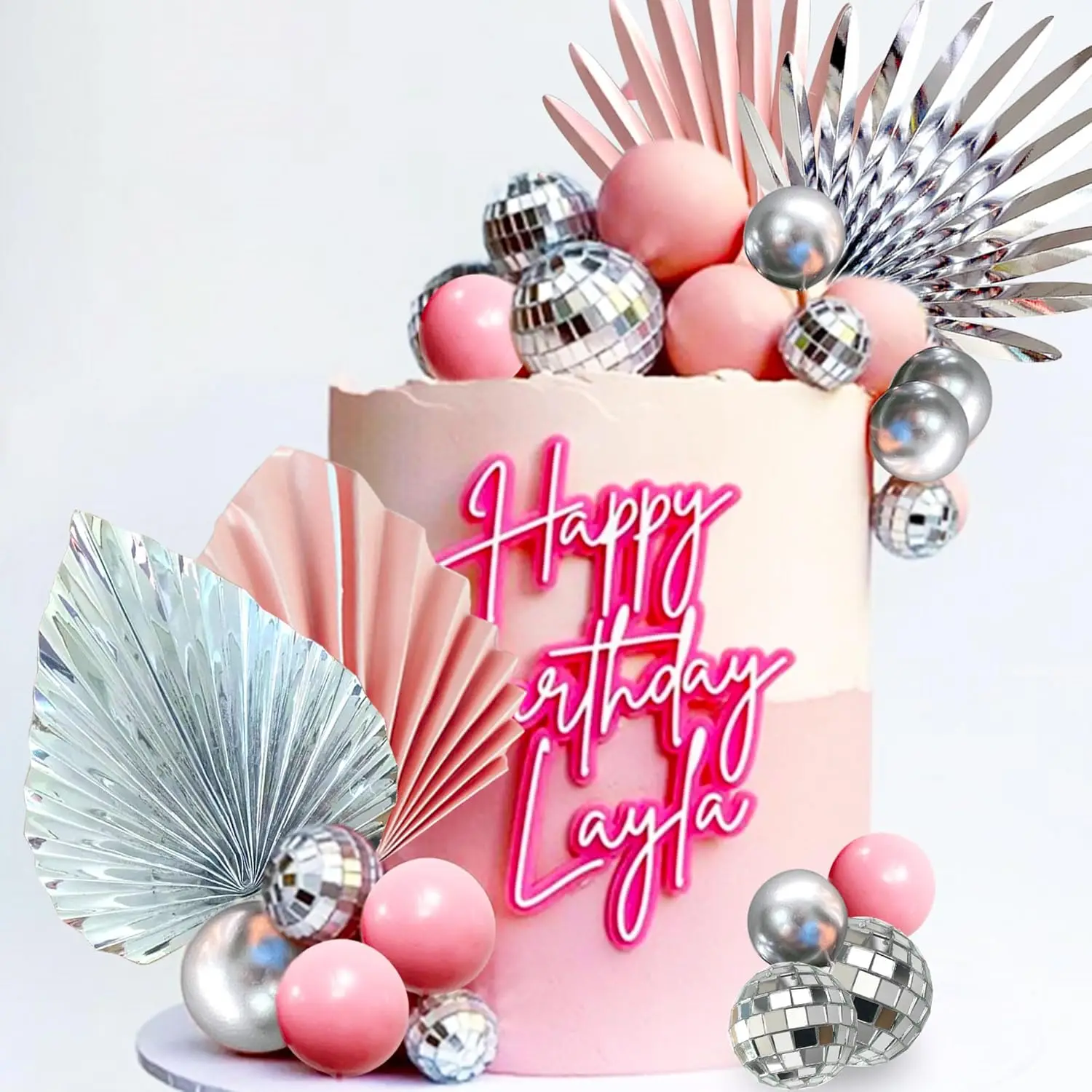 Rosa Silber Disco Bälle Kuchen Dekoration Palmblätter Kuchen Dekoration Sterne Kuchen Dekoration 70er Jahre Disco Bachelorette Party liefert
