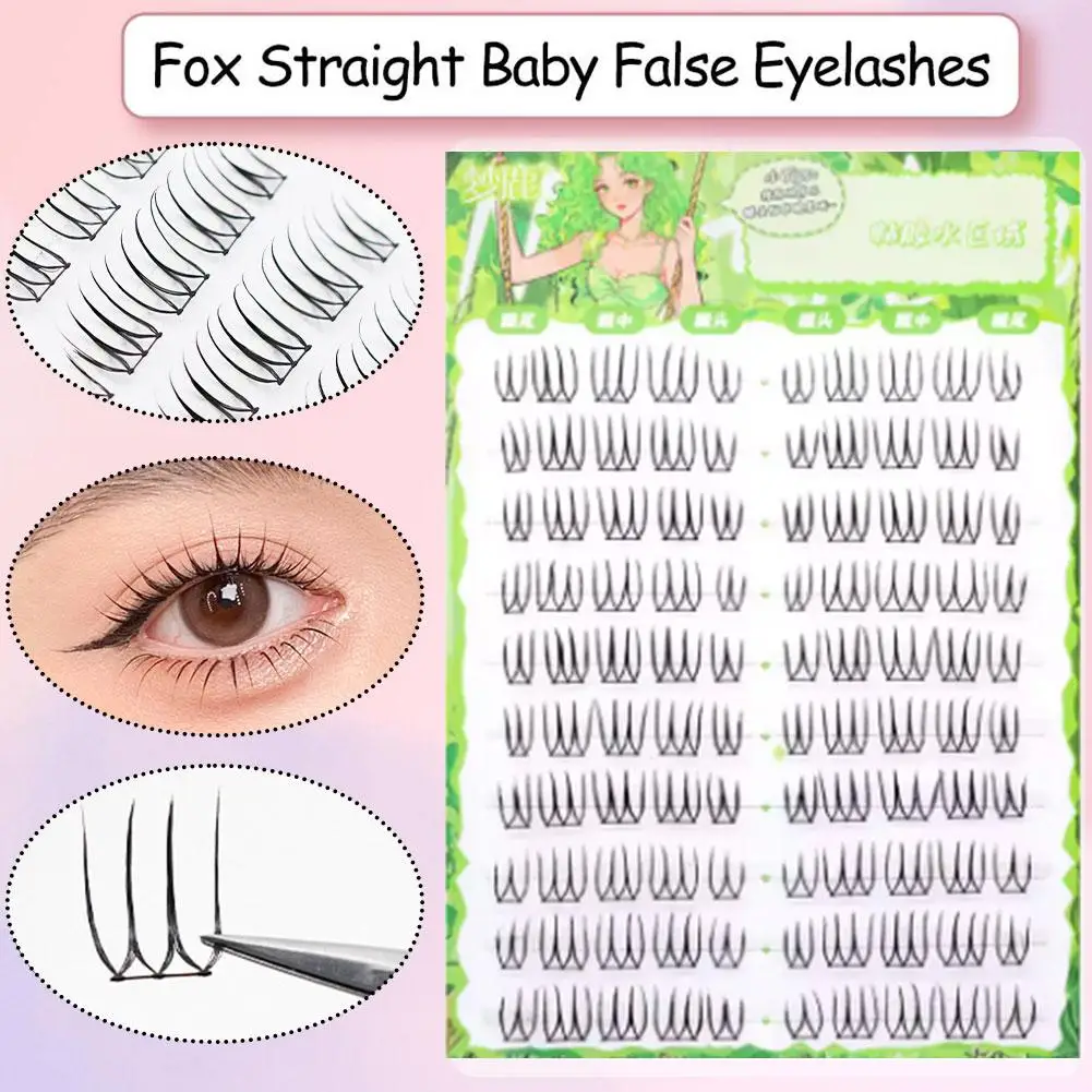 Cílios postiços criptografados segmentados em forma de u ídolo coreano novato natural falso estilo diário diy cílios maquiagem mangá m1u6