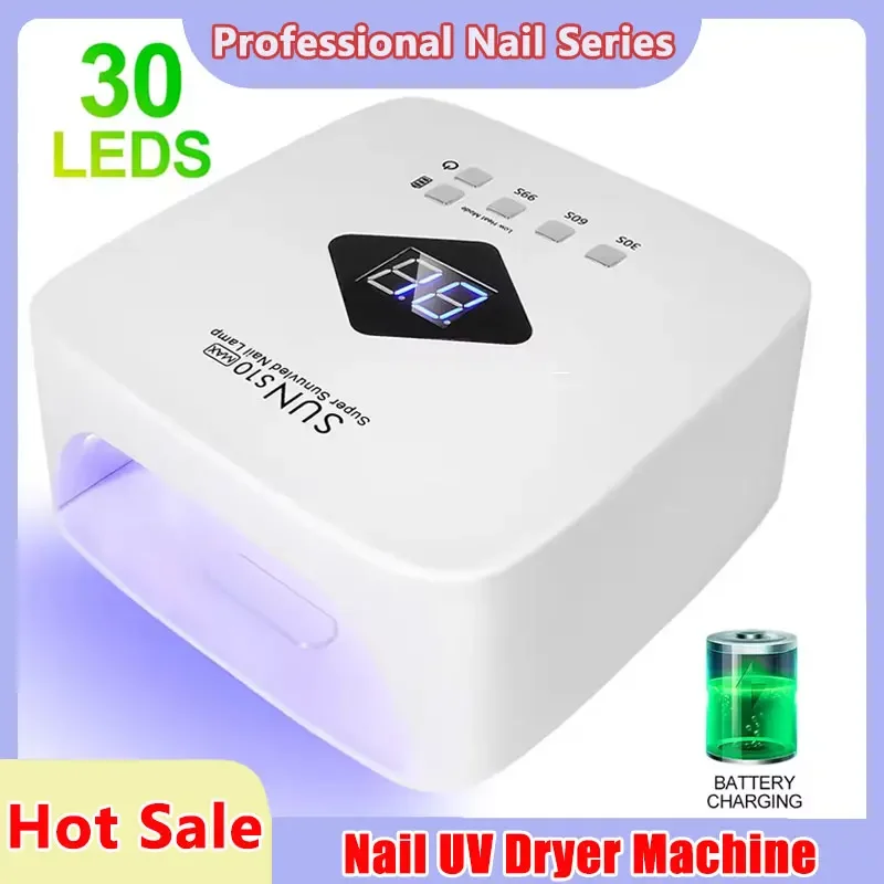 مصباح أظافر احترافي قابل لإعادة الشحن بالأشعة فوق البنفسجية LED ضوء الأشعة فوق البنفسجية اللاسلكي لآلة أظافر الجل مع أداة إعداد أظافر ذات 4 مؤقت قابلة للإزالة