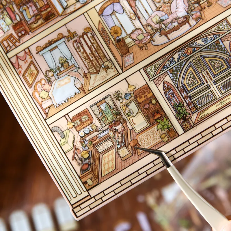 Mr. Paper 3Pcs/Pack Vintage Apartment Scene Sticker Set Starlight Mansion For Journal Scrapbooking DIY Decoration - view 2