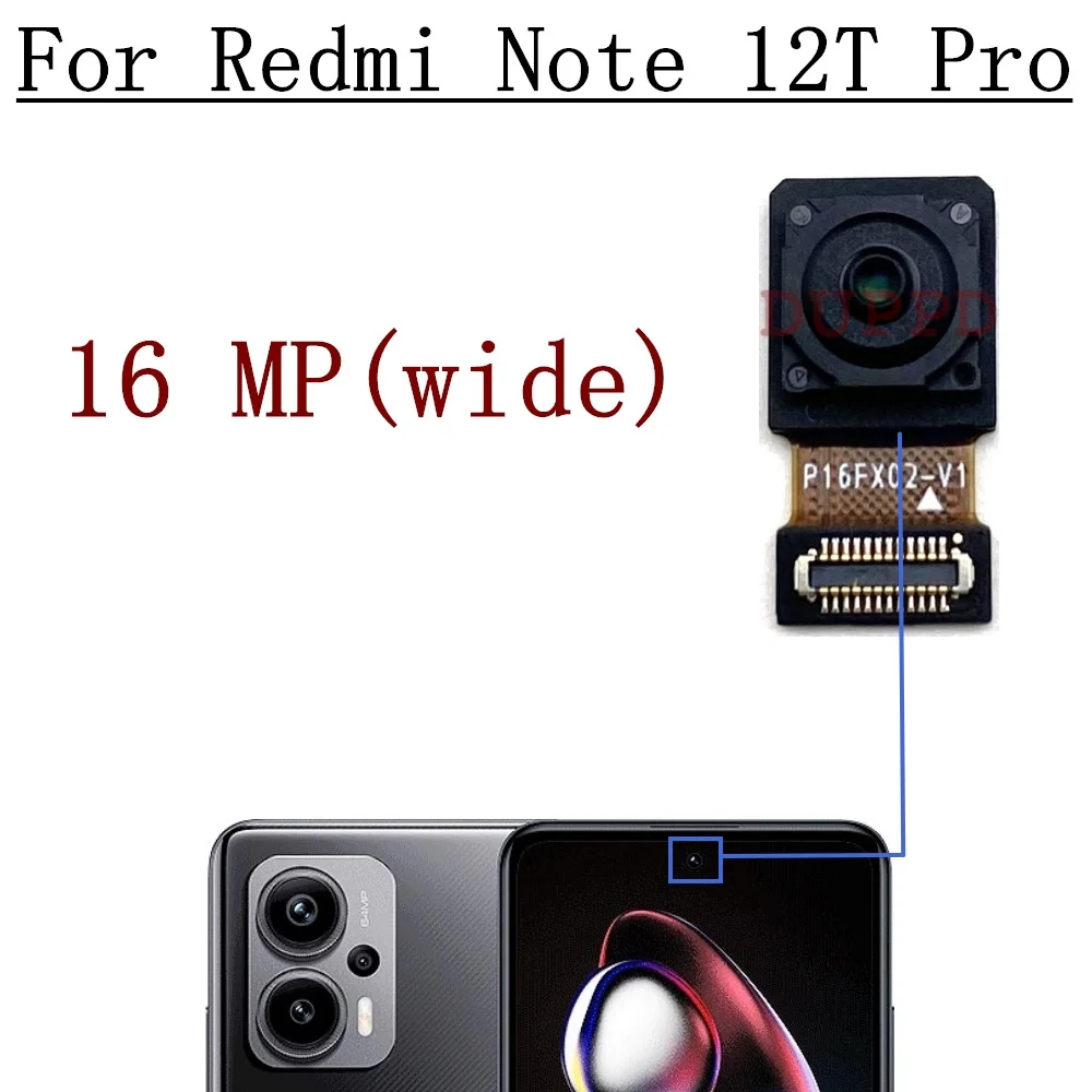 Rear Back Main Camera For Xiaomi Redmi Note 12T Pro Front Selfie Facing Wide Camera Module Flex Parts