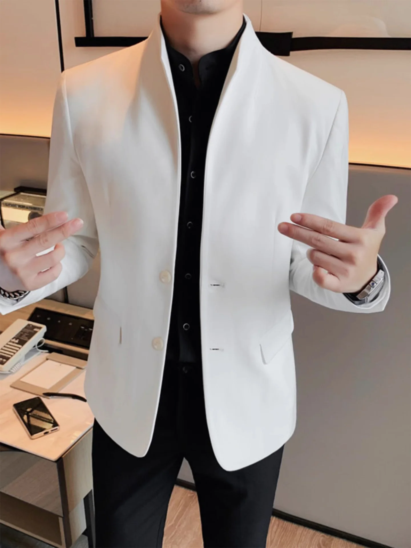 

Мужской повседневный деловой костюм-пиджак осенней коллекции, новинка, модный бренд, премиум-класс, Haome Western Coat Pure Ss