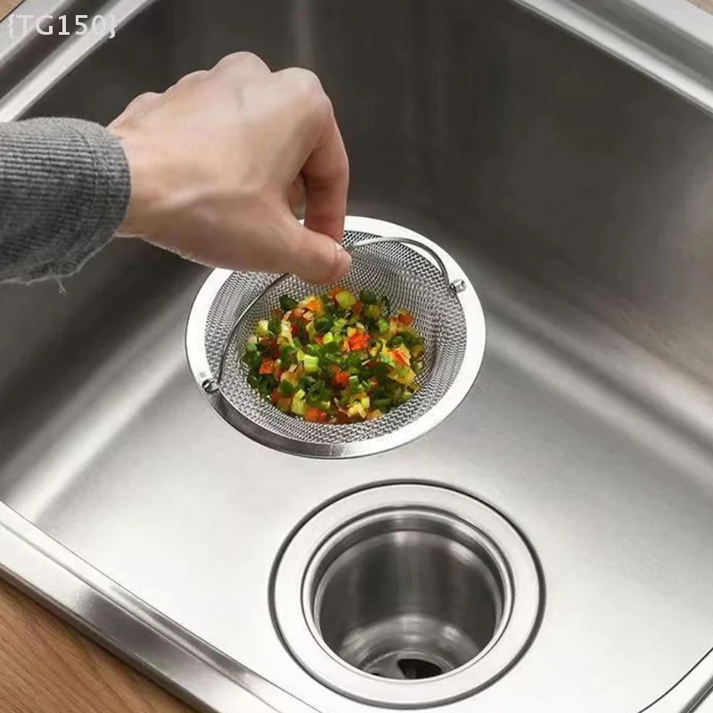 

【F2-TG150】Stainless Steel Kitchen Sink Strainer Basket - Thickened Anti-Clog Mesh Drain Filter Universal Leak Proof Debris Catc