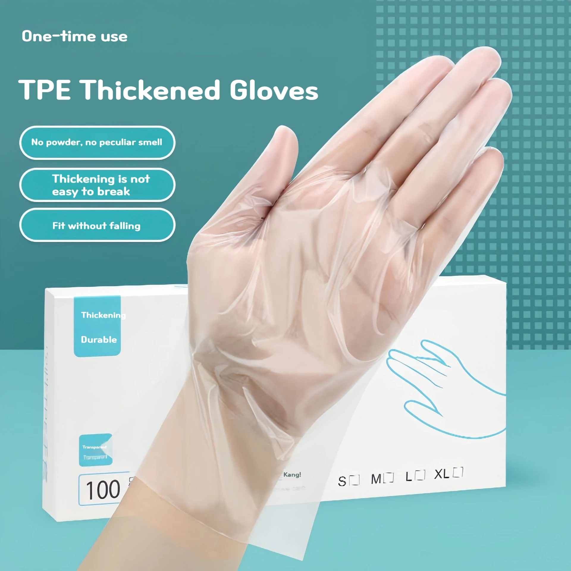 Disposable TPE Gloves for Kitchen Use, Thick, Transparent, Durable Rubber, Nitrile, Food Grade, Baking Latex