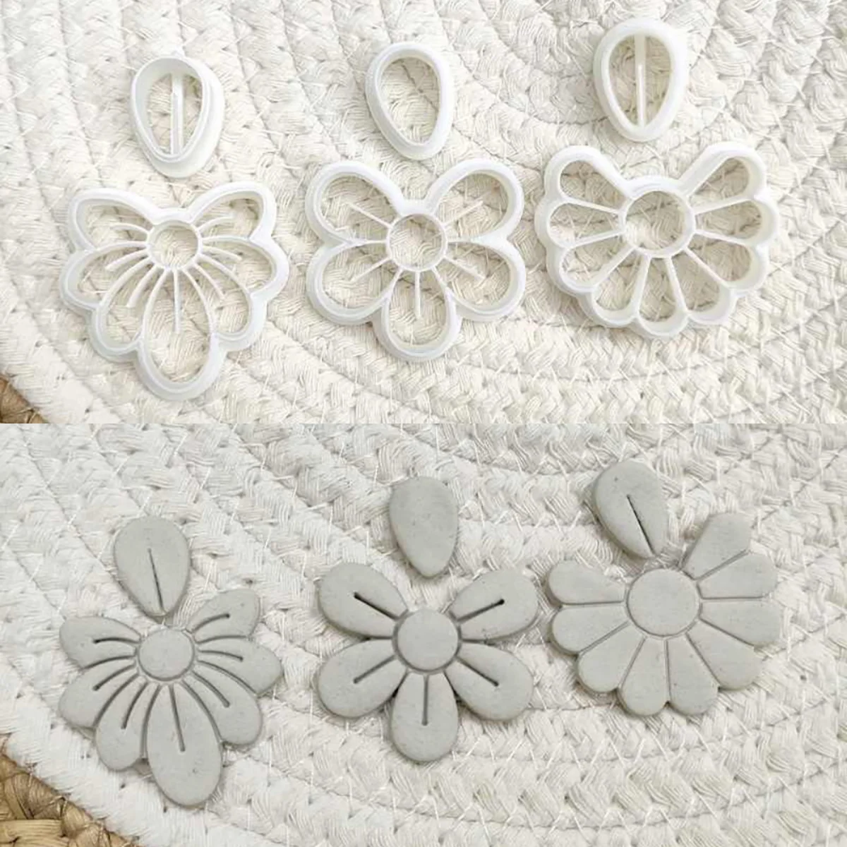 Cortador de arcilla polimérica con forma de flor grande, pendientes exóticos, molde de cerámica blanda, pendientes de cerámica DIY, joyería, colgante, herramientas de arcilla, 2 uds.