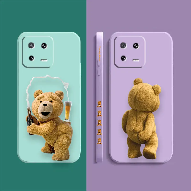 Phone Case For Xiaomi POCO F3 F4 F5 M2 M3 M4 M5 X2 X3 X4 X5 GT Pro 4G 5G Capa Simple Liquid Silicone Case Cute T-Teddy Bear