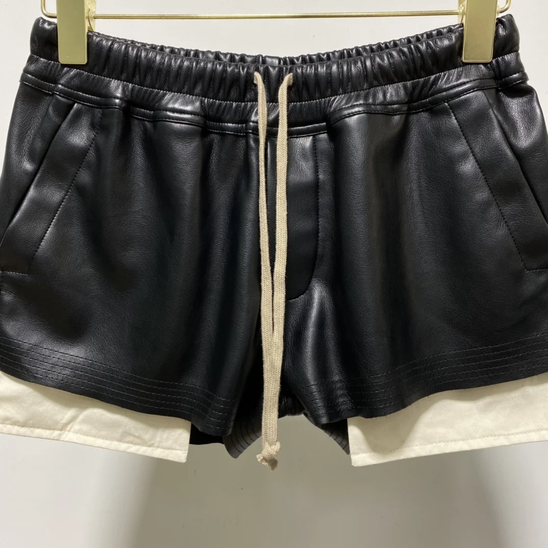 22ss Owen Seak Women Casual Short PU Leather Summer Gothic Women High Street Wear Trumpet Mermaid Black Short