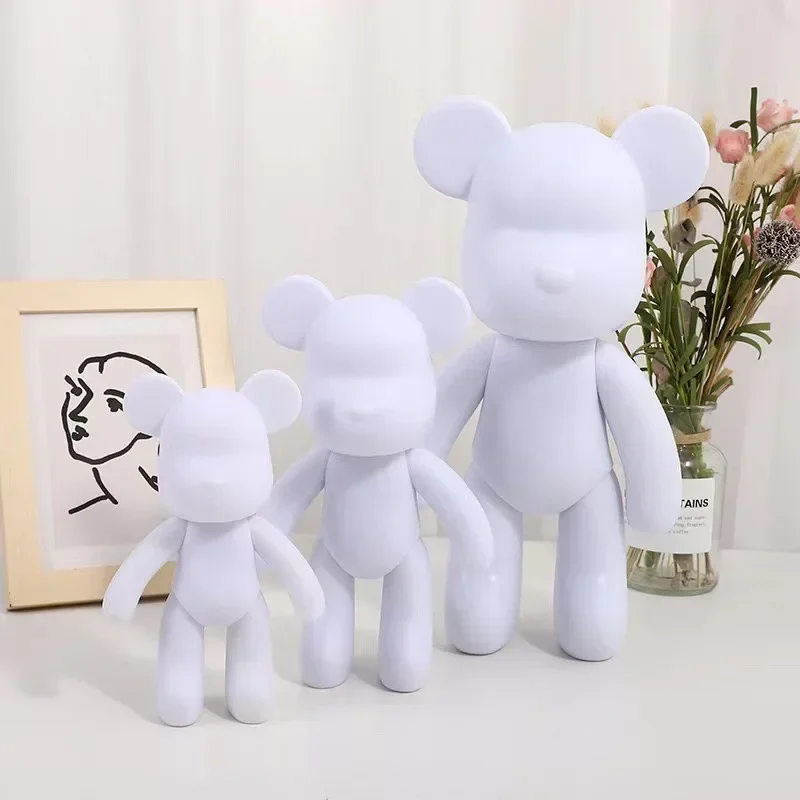 Vinyl White Bear Figure DIY Graffiti Handmade Bear Statue Painting Fluid Pigment Vinyl Graffiti Figurine Decoration Kid Toy Gift