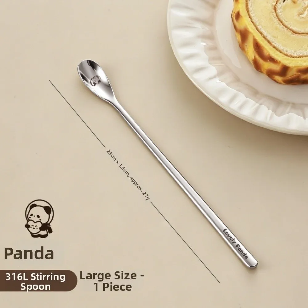 316 Stainless Steel Stirring Spoon Long Handle Cartoon Animal Long Handle Spoon Slim Smooth Surface Mixing Spoon