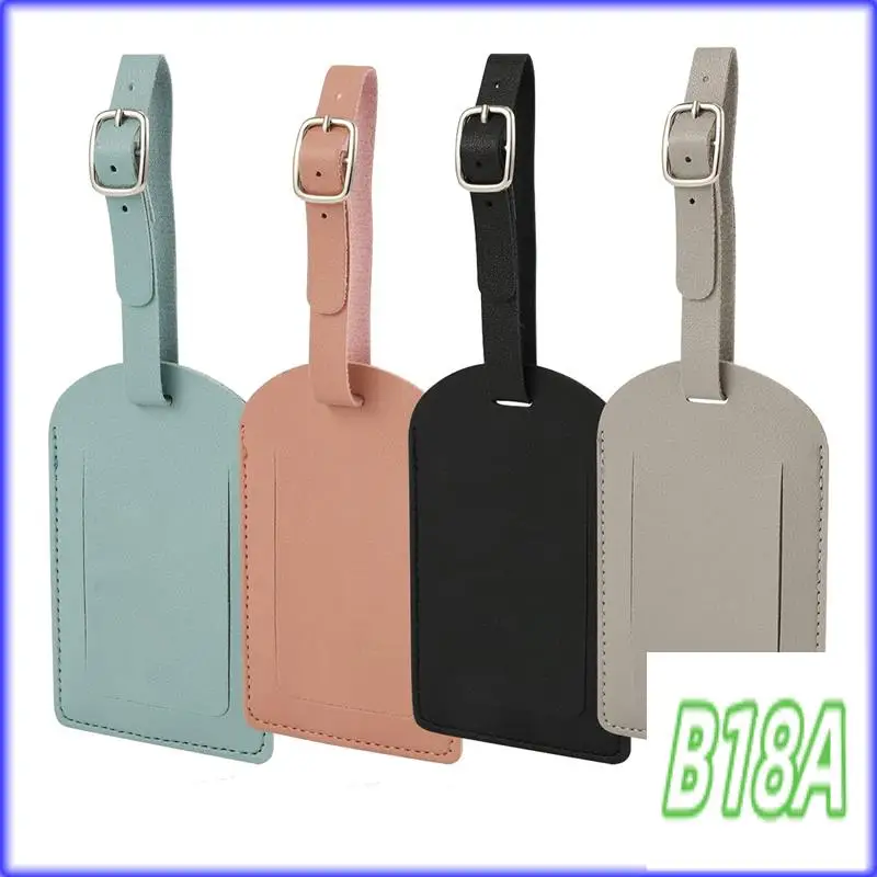

H5-4 шт. багажная бирка из искусственной кожи с регулируемым ремешком, бирки для чемодана, идентификатор, дорожная сумка с защитной крышкой для конфиденциальности