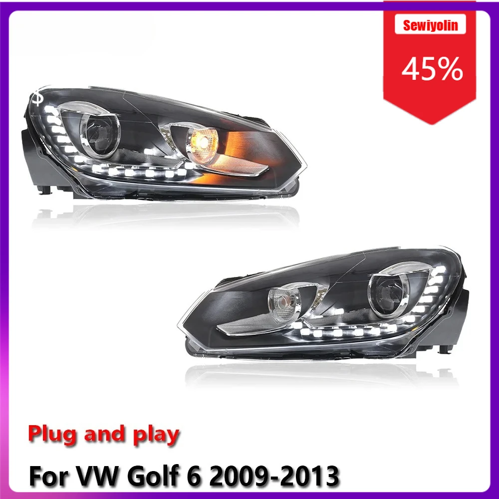 

Sewiyolin Car LED Lamp Headlight Assemblies For Volkswagen Golf 6 2009-2013 Fog DRL Brake Turn Signal Lamp Plug And Play