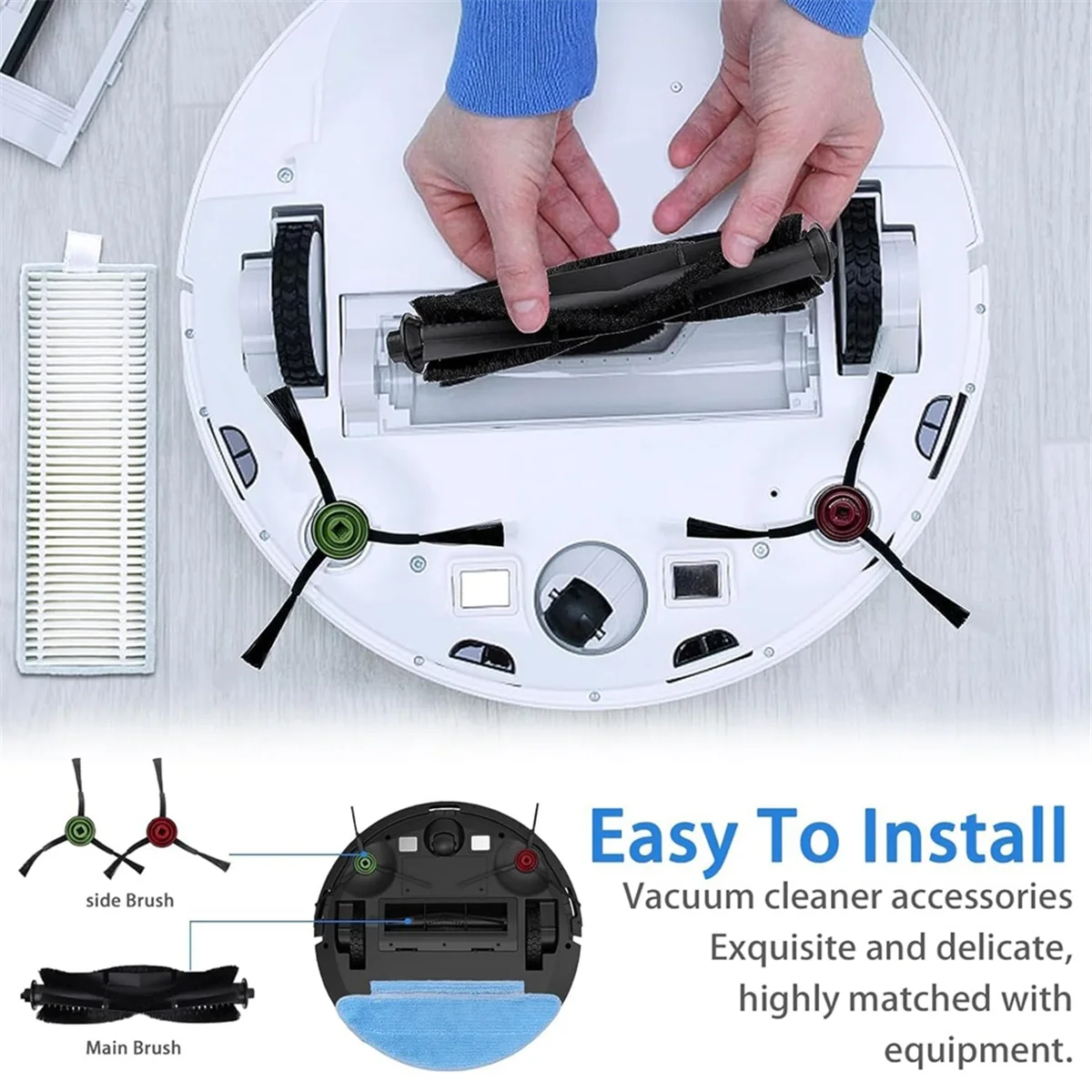 A01M For Tikom L9000, Lubluelu SL60D, Laresar L6 Nex Robotic Vacuum Cleaner Main Side Brush Hepa Filter Mop Cloth Spare Parts