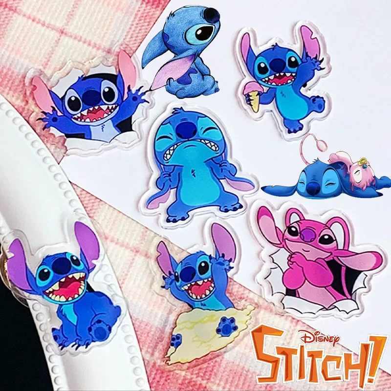 6pcs Disney Stitch Acrylic Fridge Magnets Cartoon Refrigerator Stickers Magnetic Cute Funny Car Motorcycle Skateboard Decoration