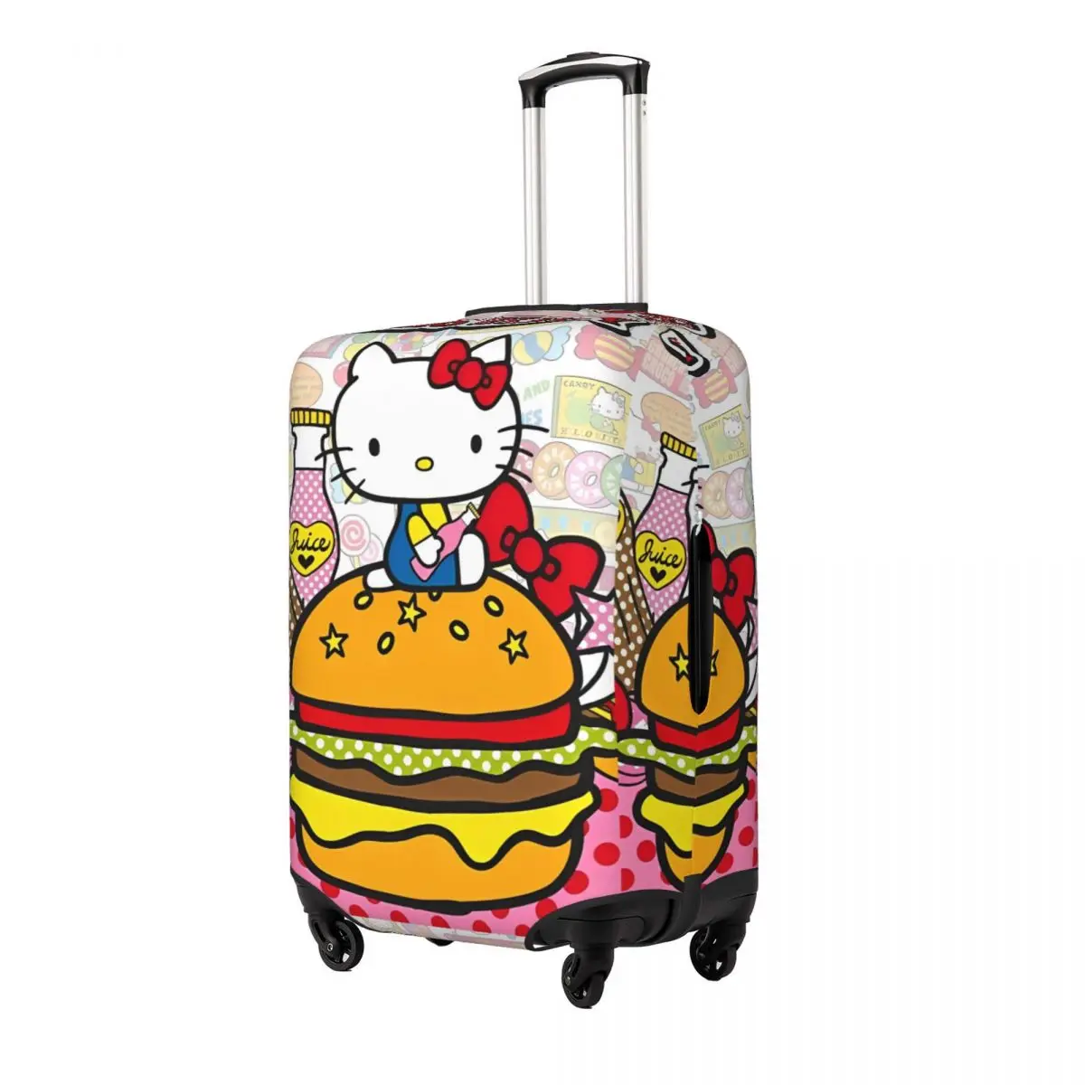 Hello Kitty Eat Hamburger Suitcase Cover Practical Travel Protection Luggage Case Flight