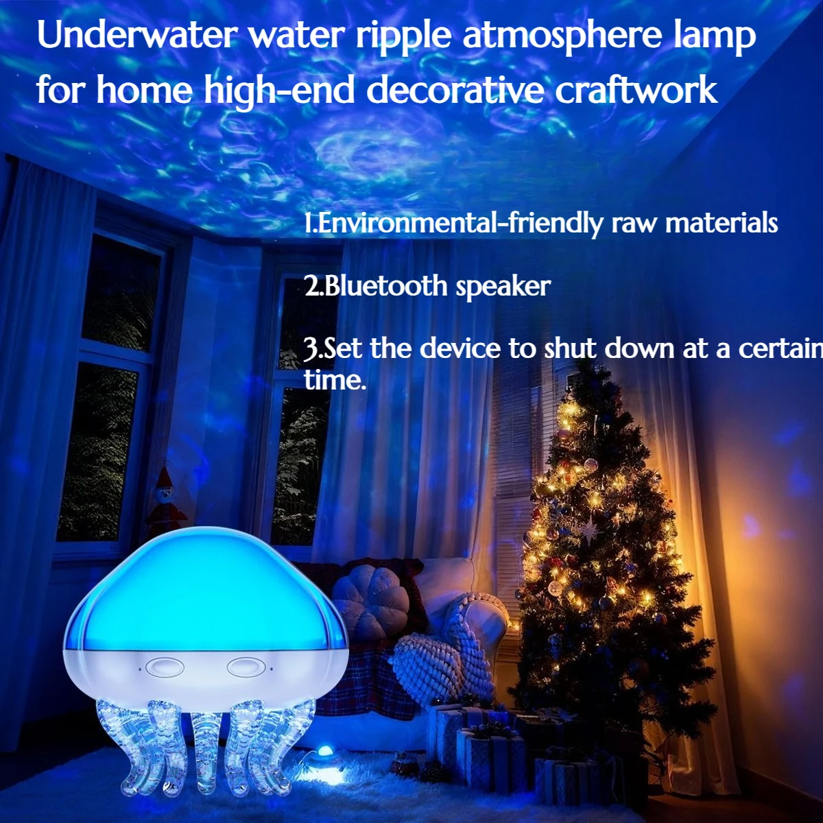 

Jellyfish Water Ripple Atmosphere Lamp Decoration for Home Bedroom Creative Furniture Craft Romantic Starry Night Gift