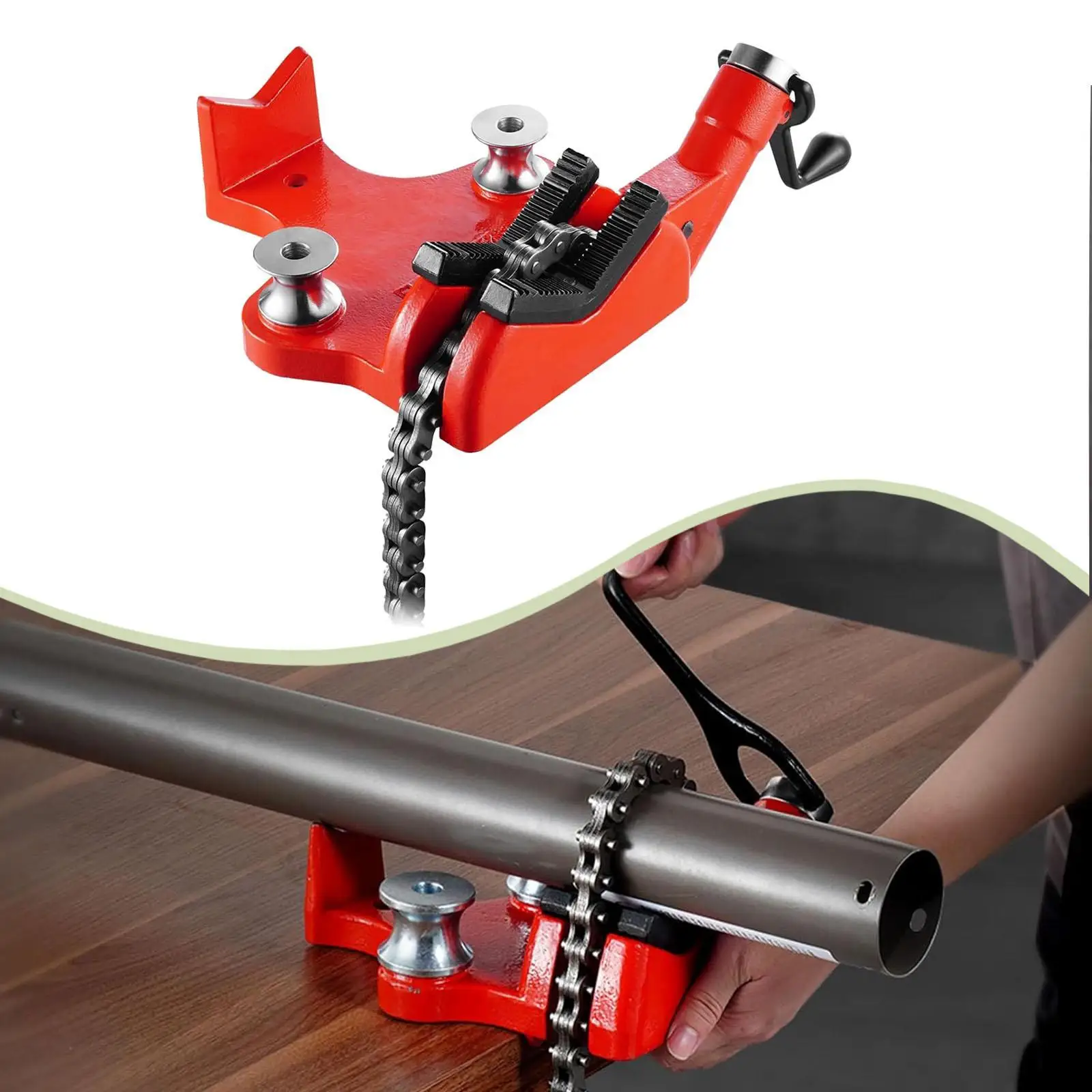 Heavy Duty Chain Vise with Cast Iron Body And Leg Chain, Red Workbench Vise 1/4 to 6 Inch