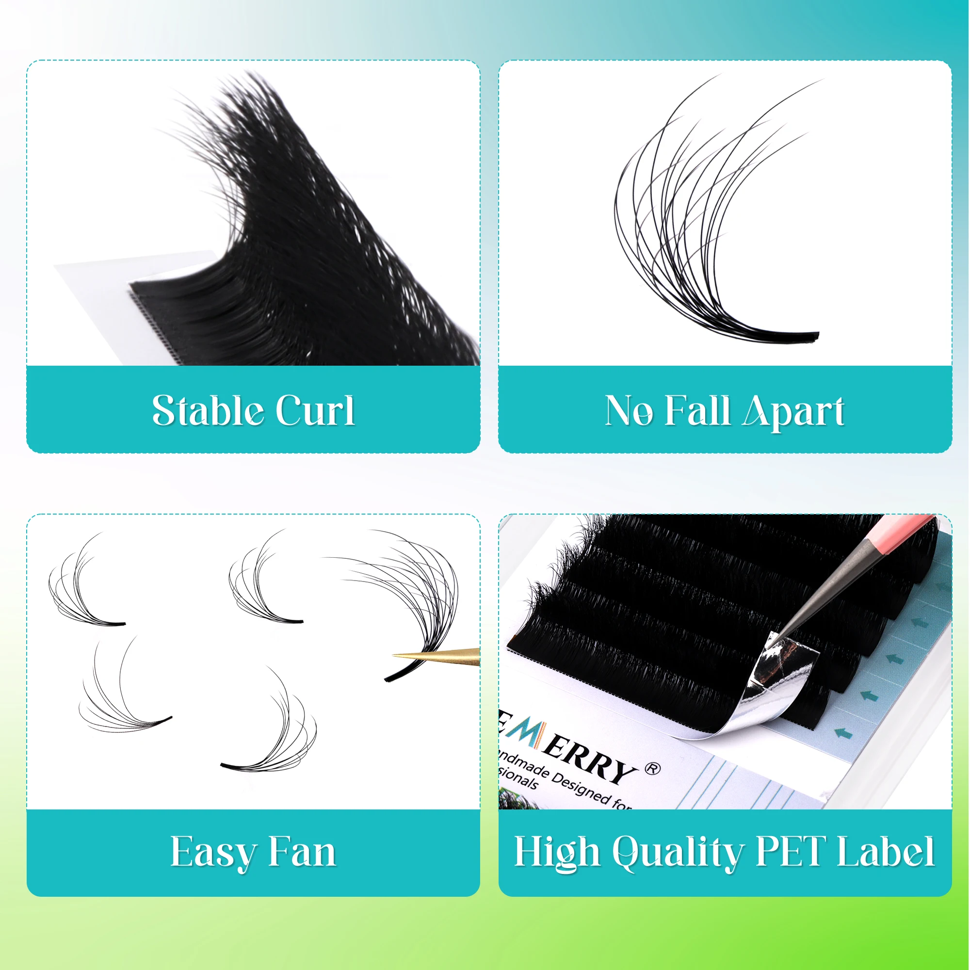 Gemerry Camellia Easy Fan Lashes do przedłużania rzęs Wielowarstwowe 6D Fluffy Russian Volume Lash Super Soft Natural Makeup Tools — zdjęcie 6
