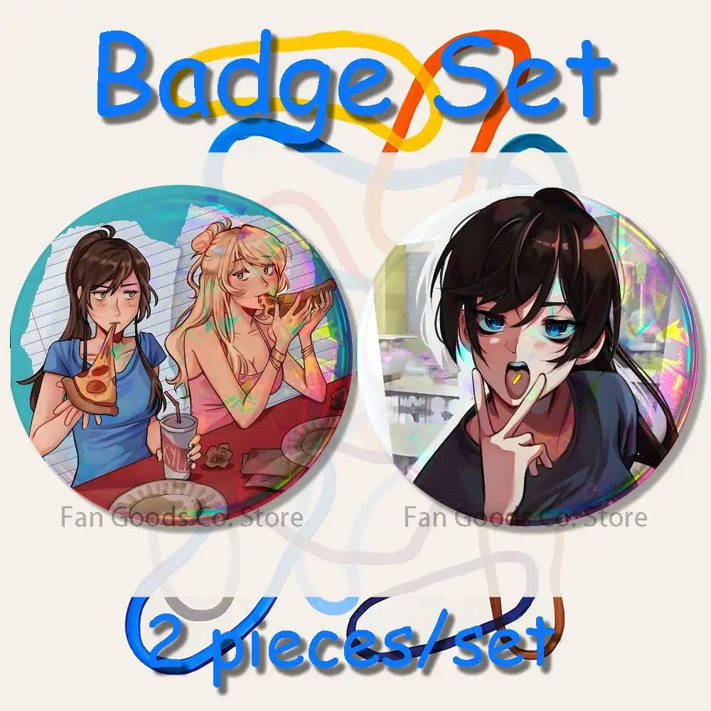 C-Class Of 09 Brooches for Backpack Accessories 25,32,44,58,75mm Round Enamel Pins 2-piece set Cartoon Anime Badge